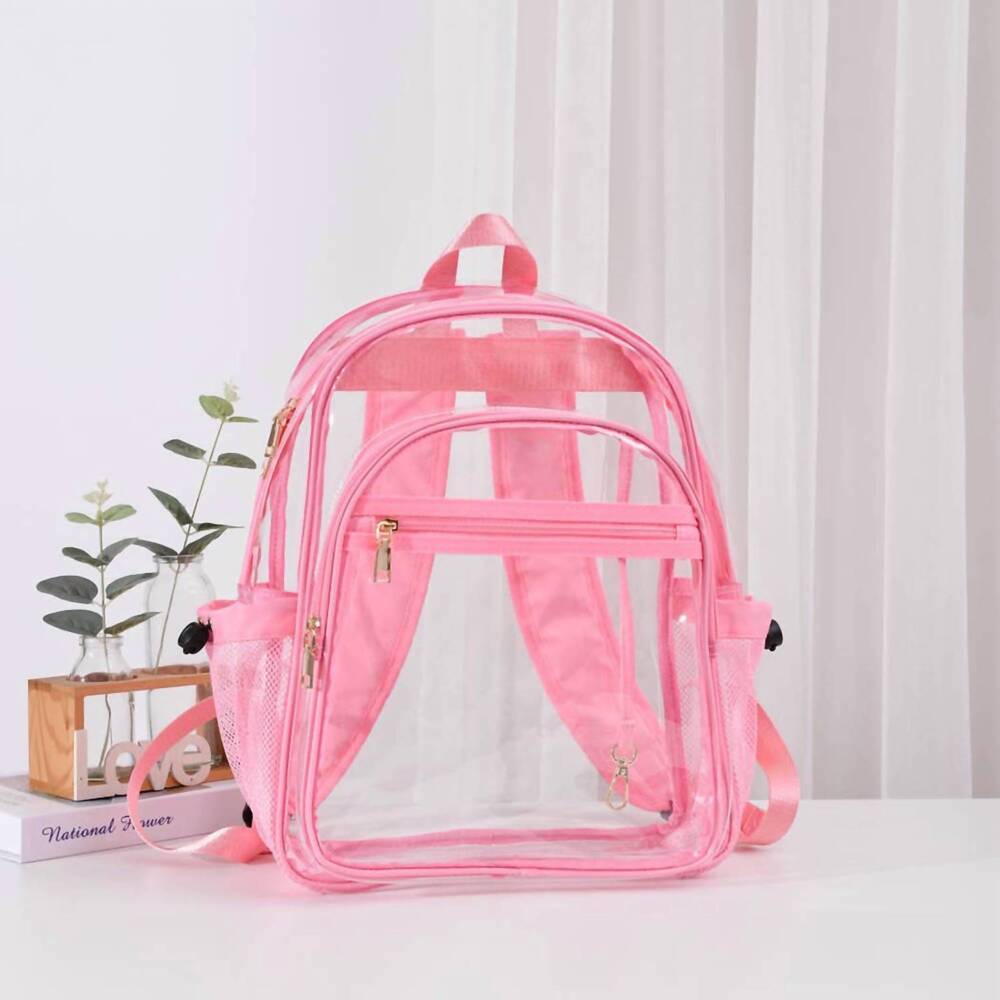 NEW FASHION CITY women's clear stadium backpack in barbiecore pink